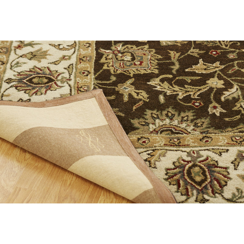 Wool Oriental Area Rug in Brown, Round 8'