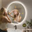 Miroir de salle de bain rond à DEL avec haut-parleur Bluetooth, miroir trempé, intensité variable, antibuée, commande tactile-1734135729