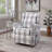 Gray&White Fabric Swivel Glider Recliner Chair