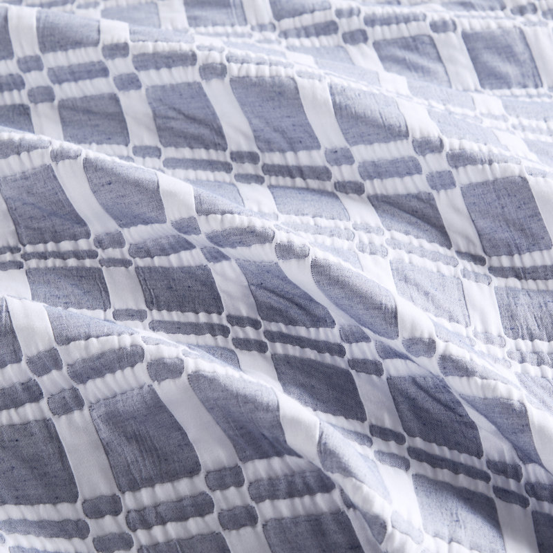 Indigo Full Microfiber Reversible Matelasse Coverlet Set