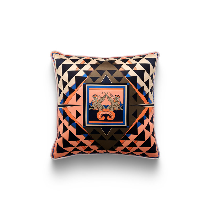 Zeugma Geometric Printed Silk Pillow