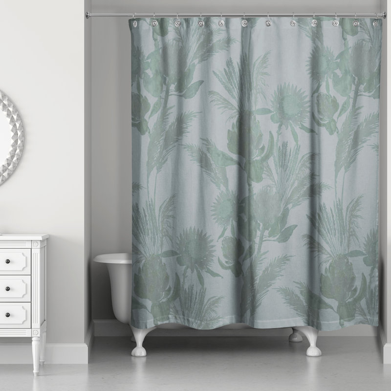 Rideau de douche simple en polyester Mizelle, Bleu