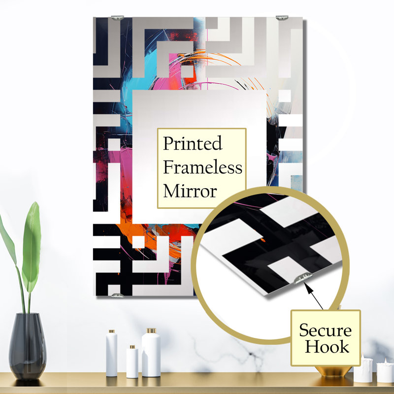 Paint Ink Expression III - Miroir abstrait fractal, décoration murale MIR137526, 32 po x 24 po