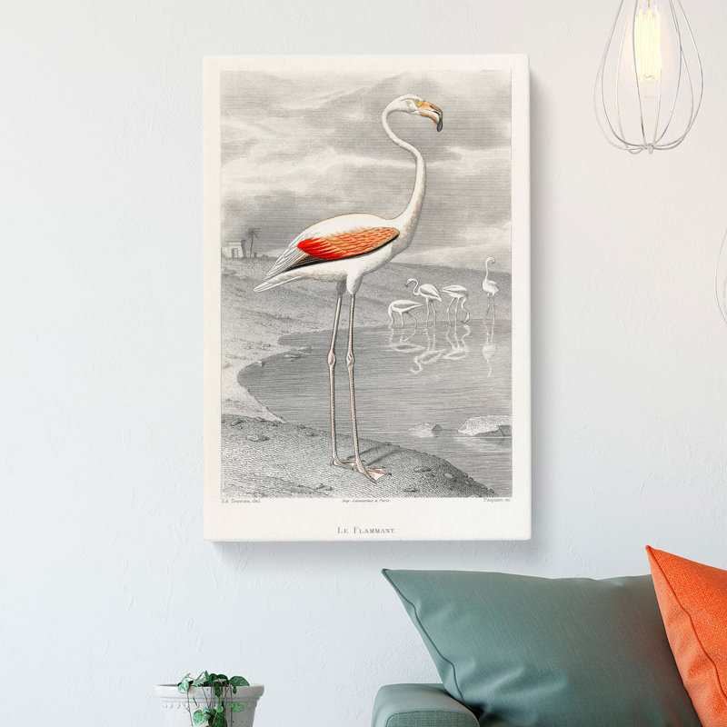 A Flamingo by Edouard Travies - Wrapped Canvas, 76cm H x 50cm W x 3cm D