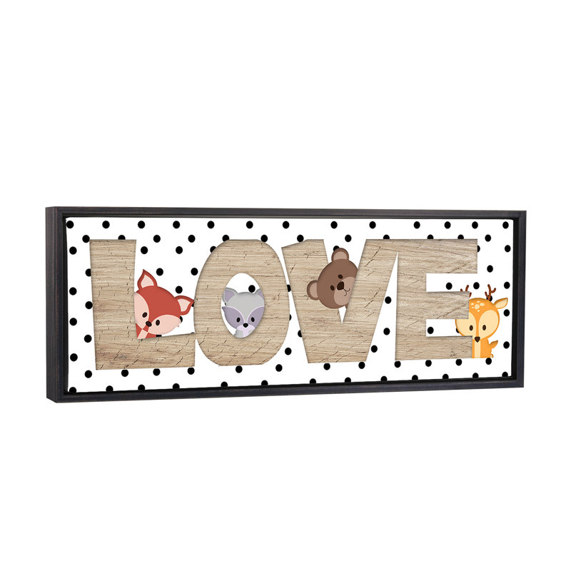 Art love, H 16 po x l 48 po x 1,5 po, Toile avec cadre noir patiné