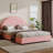 Bensu Luxury Curve-Shaped Headboard Bed Frame, Elegant Boucle Upholstered Platform Bed with Modern Design-770810540-756670532