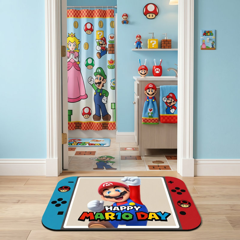 Tapis pour salle de bain à séchage rapide Super Mario