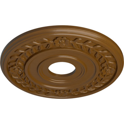 Endurathane Wreath Ceiling Medallion, 16 1/4"OD x 3 5/8"ID x 1"P (Fits Canopies up to 5 1/2"), Hand-Painted Smokey Topaz Finish