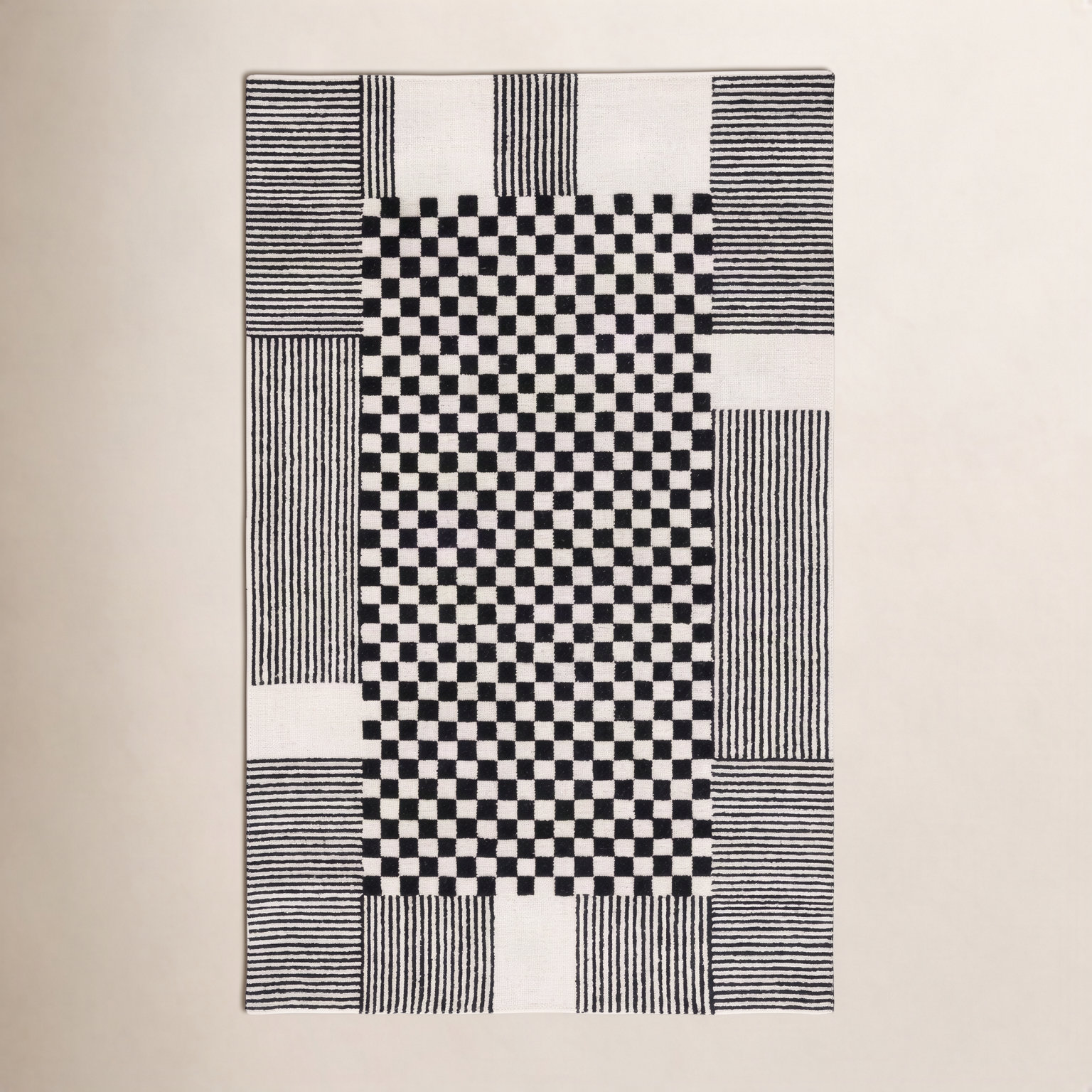 Hertha Hand-Tufted Checkered Wool Rug, Rectangle 4' x 6'