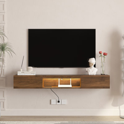 63 Inch Floating TV Stand Wall Mounted With 16 Color LED Lights Modern Media Console And Entertainment Center For 55 60 65 Inch Tvs | Gift Idea