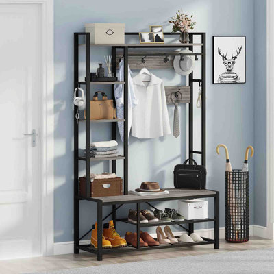 Arbre d'entrée de 41,34 po de largeur avec banc et rangement pour chaussures
