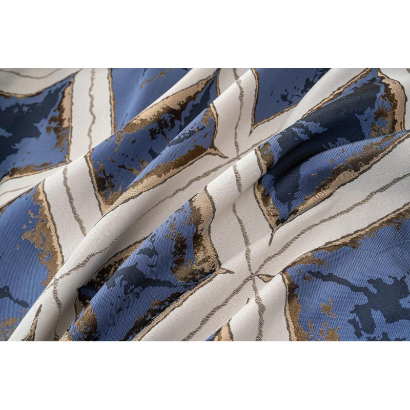 Room Darkening Curtain Pair, Blue/Gold, 168cm Width x 183cm Drop