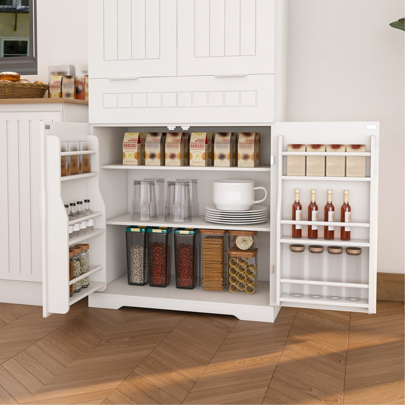 Armoire garde-manger blanche de 70,4 po de hauteur, tablettes réglables, tiroir et 6 tablettes de porte conçues pour la cuisine, le couloir de salon autoportant, l'organisation de la cuisine