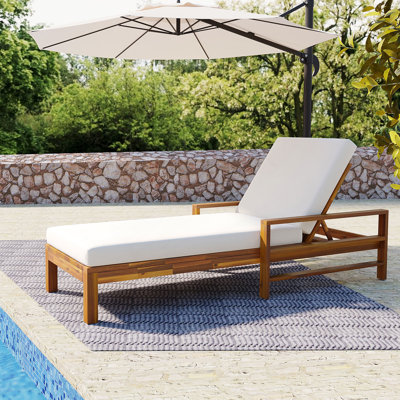 Acacia Wood Adjustable Backrest Outdoor Lounge Chair For Gardens, Terraces, And Poolside Relaxation With Multi-Position Recline.