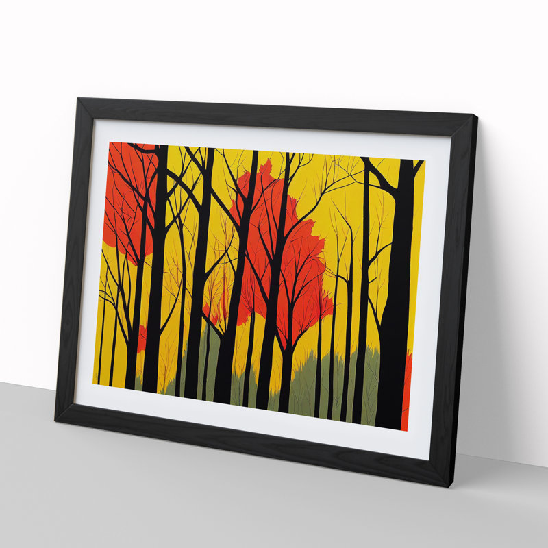 Abstract Autumn Forest Vol.3 - Single Picture Frame Print, Black, 46cm H x 64cm W x 2cm D