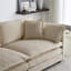 Fauteuil moderne avec chenille beige - tissu haut, bois, assise en bois massif, revêtement, pour diverses pièces