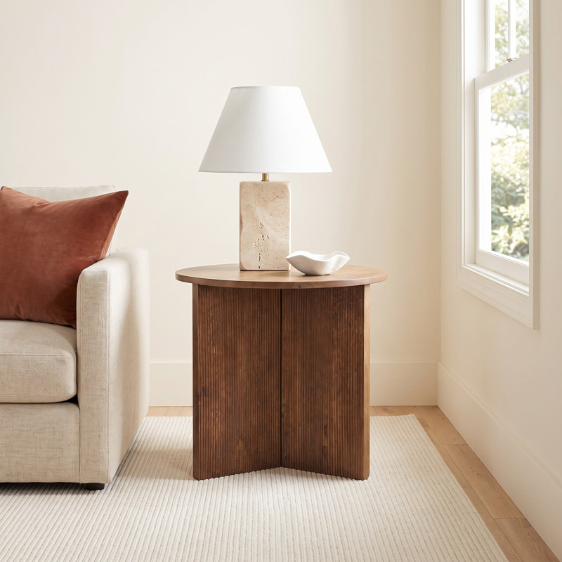 Estelle 32" Solid Wood End Table, Medium Brown, Medium Brown