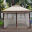 Auvent d'extérieur 11 x 11 pi avec pavillon à fermeture à glissière amovible, tente d'événement à toit souple à 2 niveaux