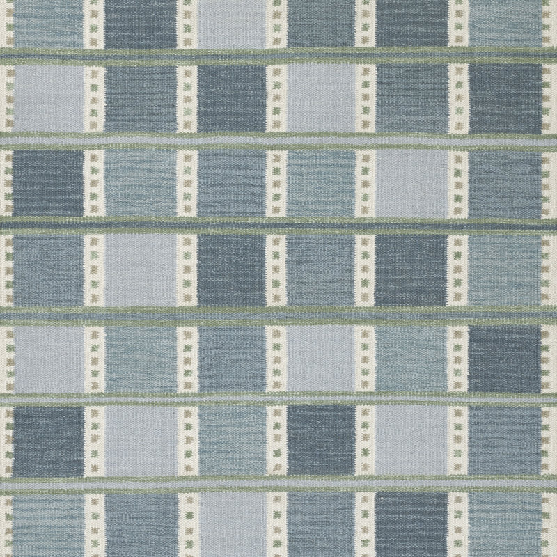 Freya Geometric Hand Woven Wool and Cotton Blue Area Rug, Runner 2'6" x 8'