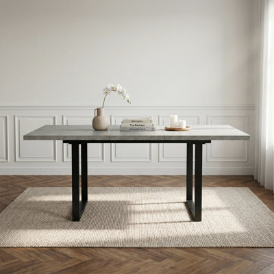 170 cm Extendable Rectangular Dining Table with Steel Base