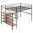Full-Size Metal Loft Bed With Built-In Desk And Storage Stairs-769920403