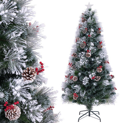 Arbre de Noël artificiel enneigé avec bouts de branches et aiguilles de pin