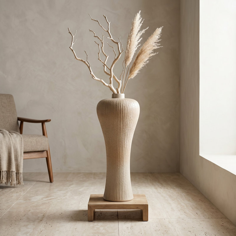 Grand vase de sol en céramique évasé pour salon - Home, H 26 po x l 10 po x P 10 po
