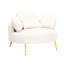 Assise simple en velours côtelé beige avec support réglable et à la taille pour petit balcon avec plateau à trois coussins de 61 pouces, thé idéal dans les appartements-121104860