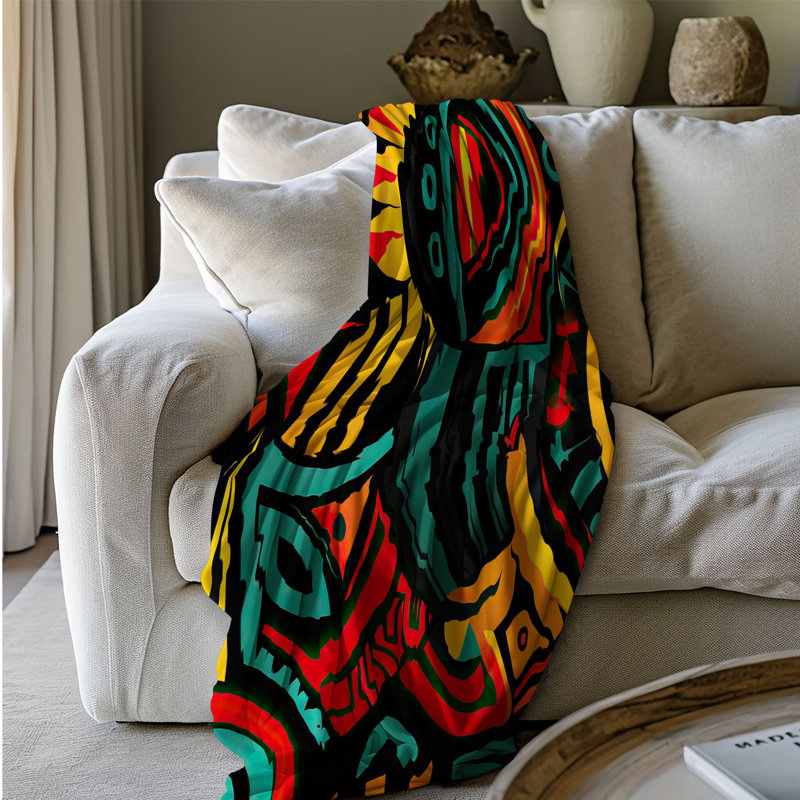 Tribal Tapestries - Couverture sherpa de qualité supérieure 1 pièce, L 60 po x L 80 po