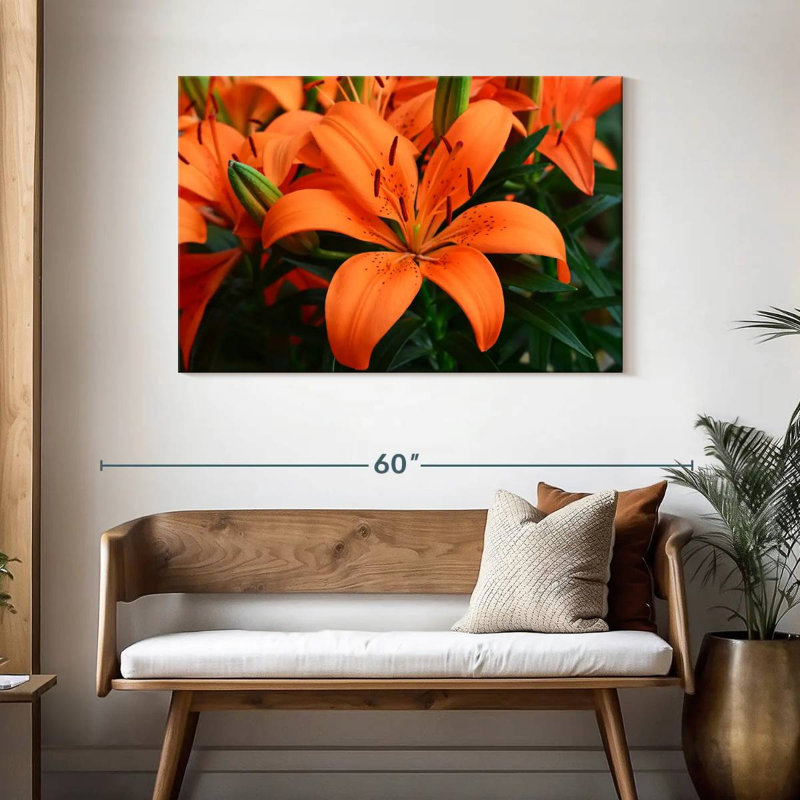 Harnek Orange Lily Flowers, 30'' H x 45'' W