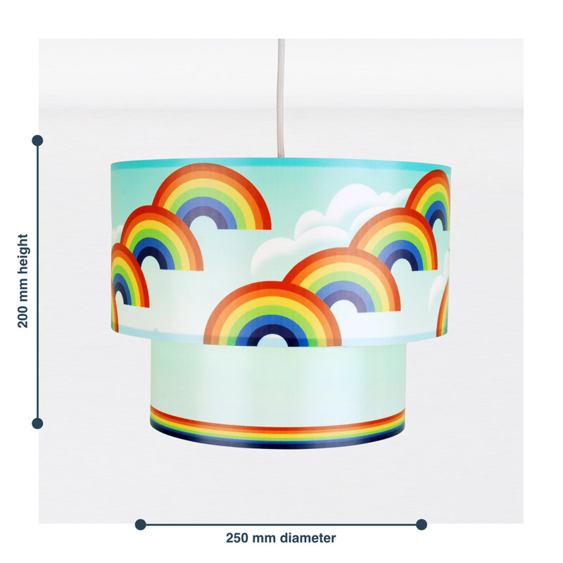 20cm H Plastic Drum Pendant Shade ( Uno ) in Rainbow