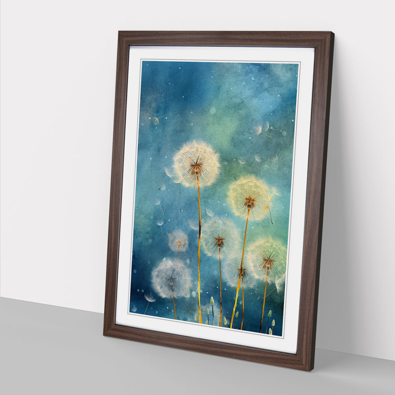 Dandelion Orphism - Single Picture Frame Print on Wood, Walnut Framed, 46cm H x 34cm W