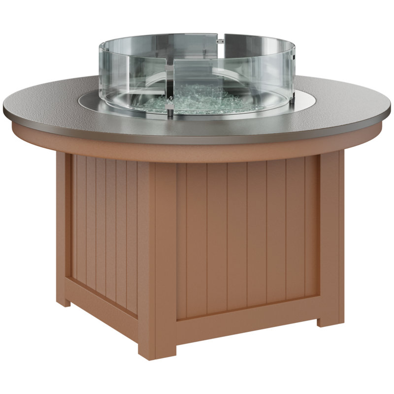 Foyer de table rond Berlin Gardens Donoma, H 25 po x l 44 po x P 44 po, Bronze martelé avec base en cèdre
