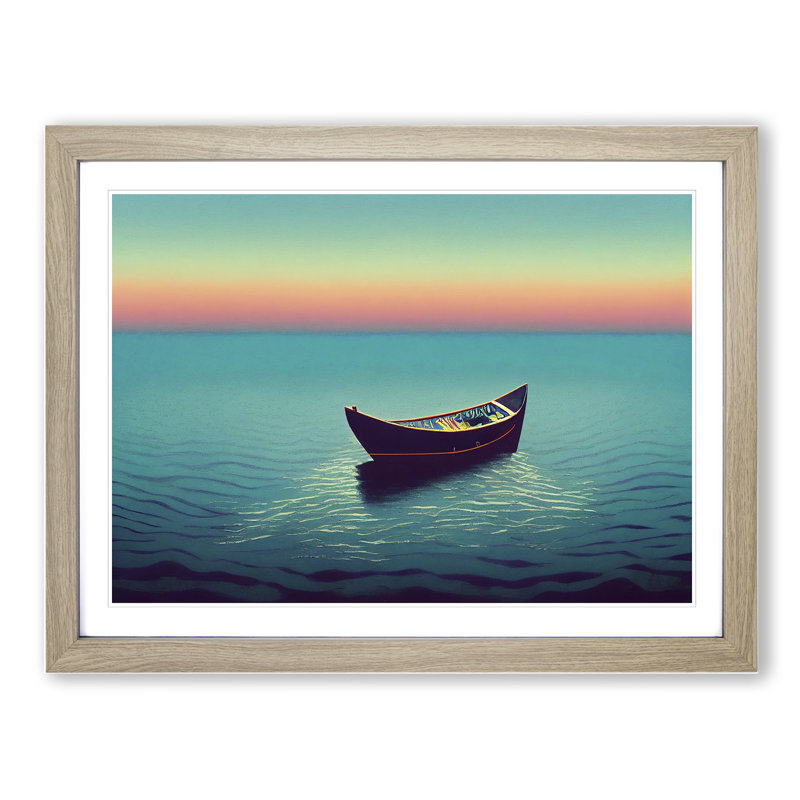 The Expressive Boat 1 Piece Single Picture Frame Wall Art, 46cm H x 64cm W, Light Grey/Brown