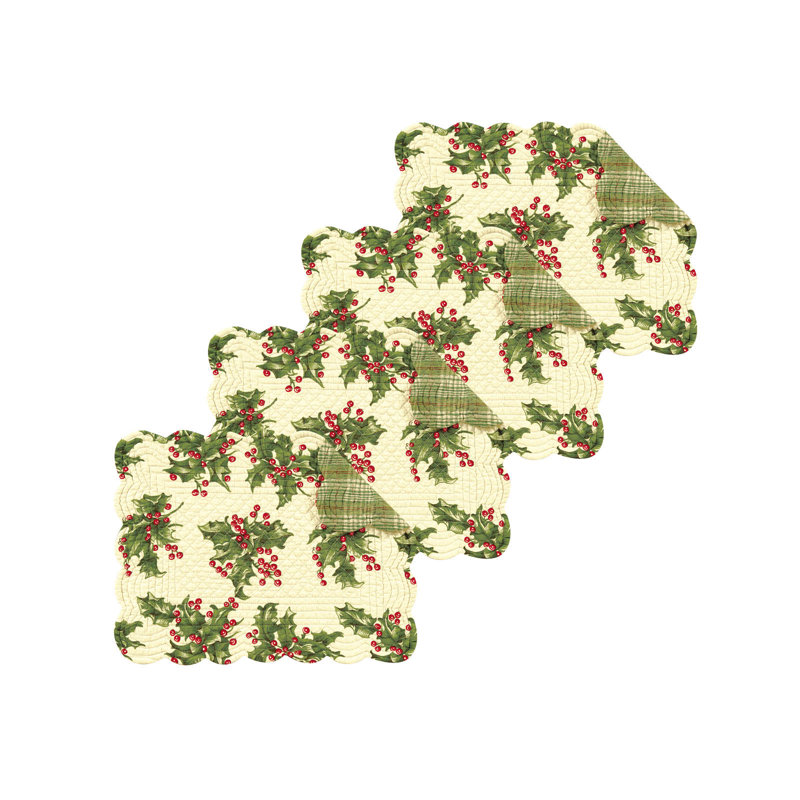 Ensemble de 4 napperons rectangulaires réversibles en coton matelassé Holly