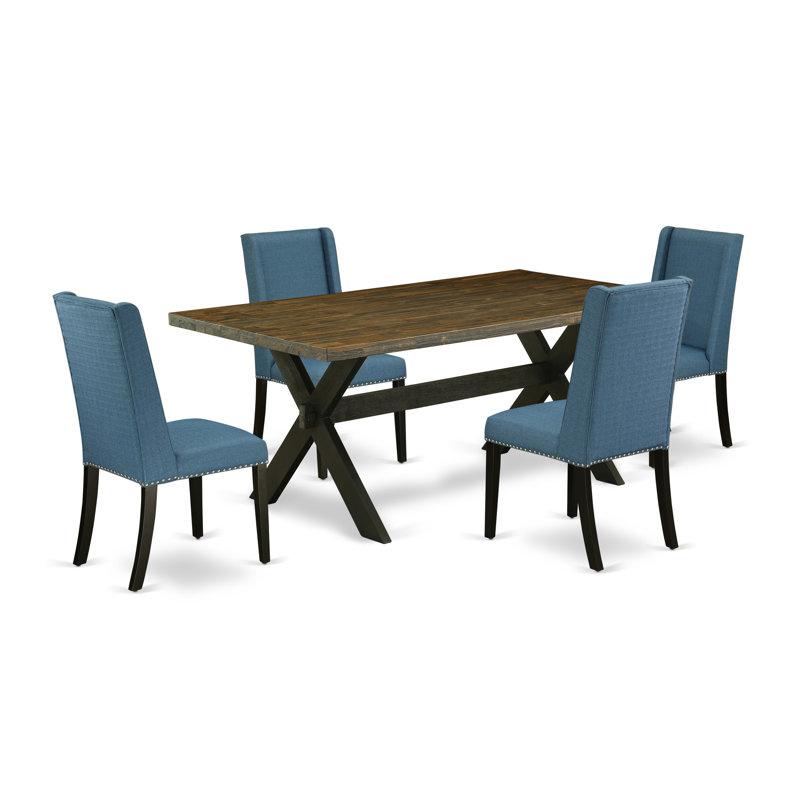 Solid Wood Top Trestle Dining Set, 5
