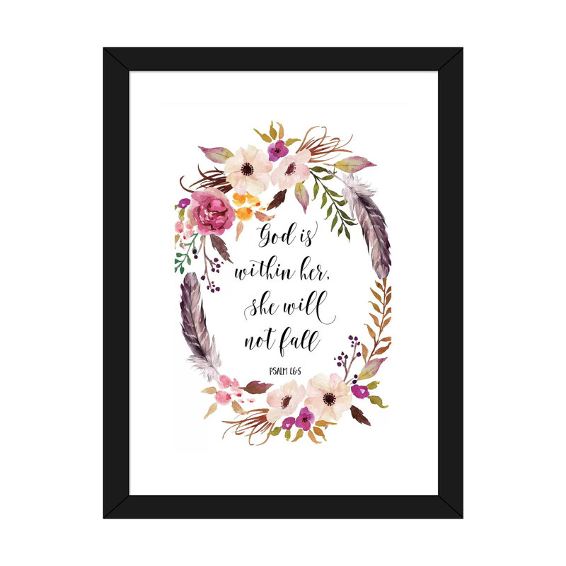 Impression d’art textuel, "God is within her it not Fall, Psaume 46:5" par Eden Printables-impression d’art textuel, Blanc