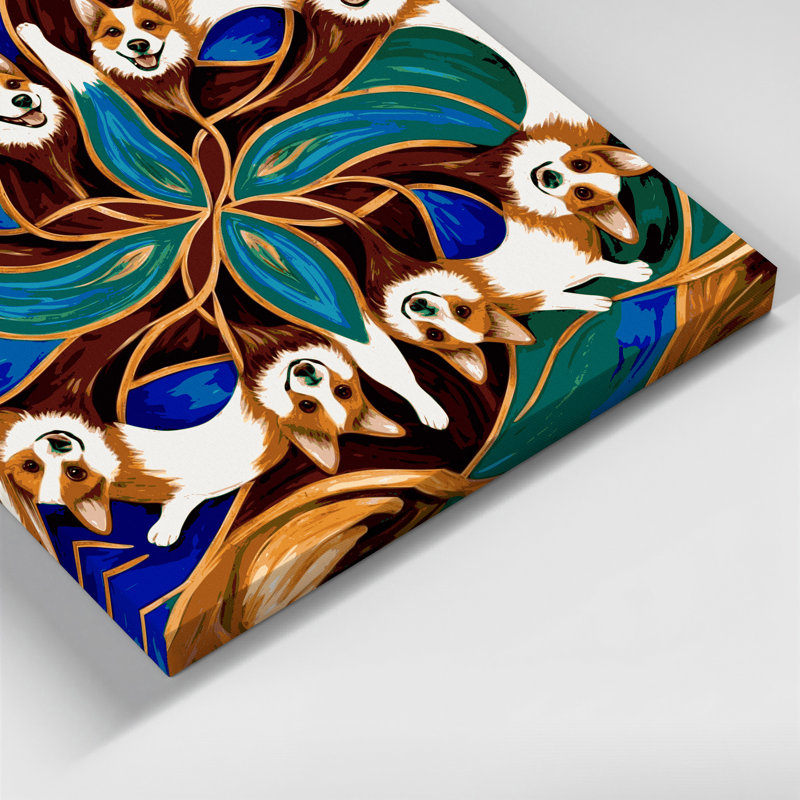 «Dogs Pembroke Welsh Corgi», art mural sur toile brune, H 12 po x l 12 po