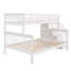 Lit simple superposé au dessus d'un lit double avec escalier de rangement-58471158