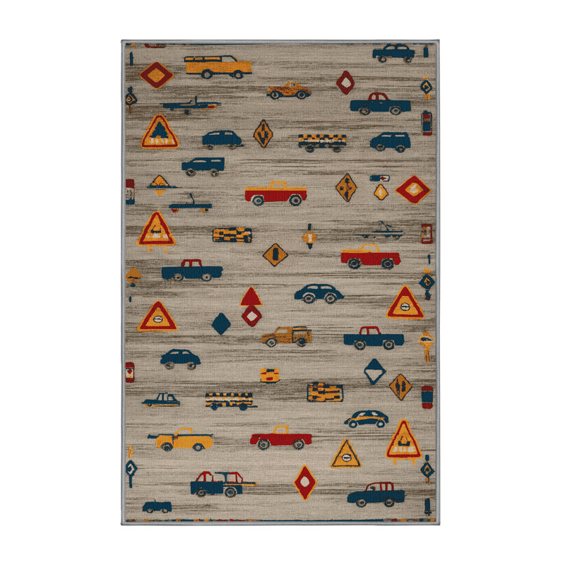 Tapis gris lavable à la machine, Rectangle de 5 pi x 8 pi