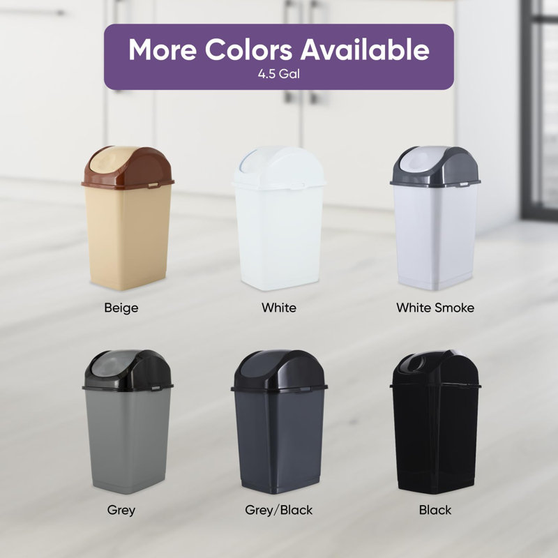 Petite poubelle pour dortoir avec couvercle 4,5 gallons en plastique Superio