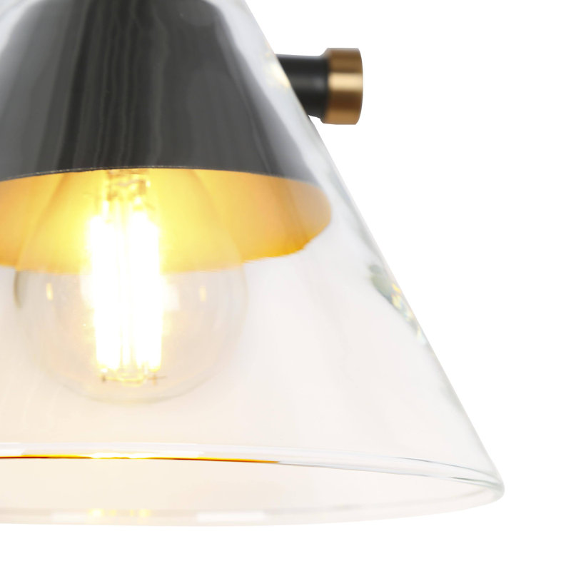 Contemporary Modern Black 2-Light Glass Dimmable Bathroom Vanity Light