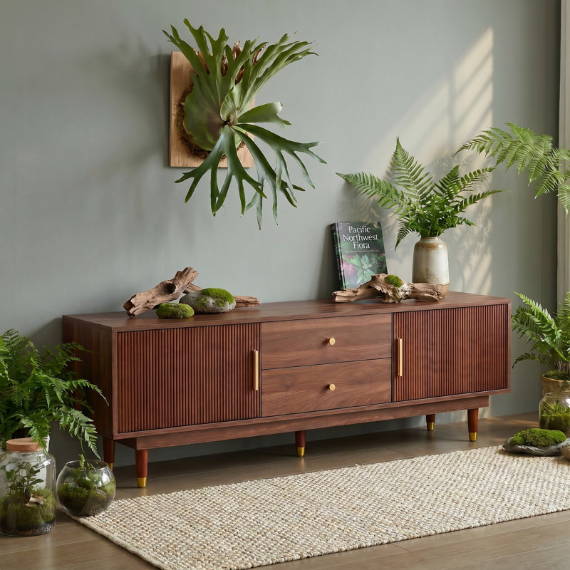 Meuble télé North American Terroir Series Rainforest, 22.9" x 66.9" x 14.9", Walnut