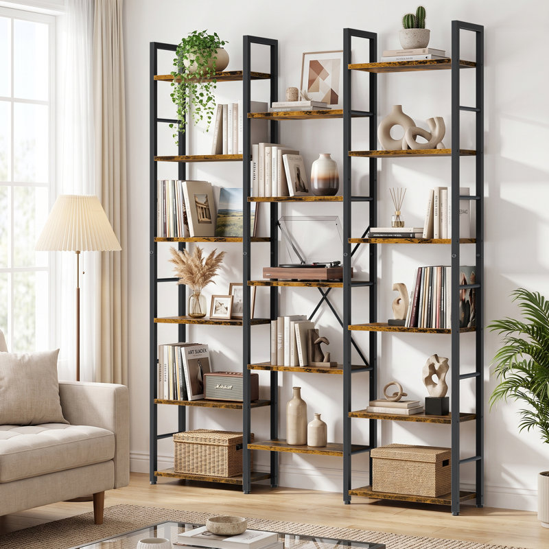 Bibliothèque étagère triple à 6 niveaux