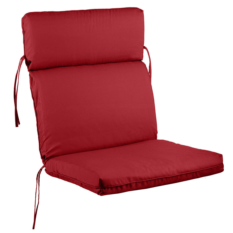 Coussin de chaise d'extérieur - Coussins de chaise d'extérieur à haut dossier 45 po x 21,5 po x 3 po pour meubles de patio et chaises berçantes, Adirondack ou de salle à manger - Coussins en tissu résistant à la moisissure et aux rayons UV avec attaches par Lavish Home (rouge)