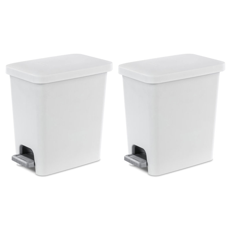 2.7 Gallon Step On Trash Can Sets, White