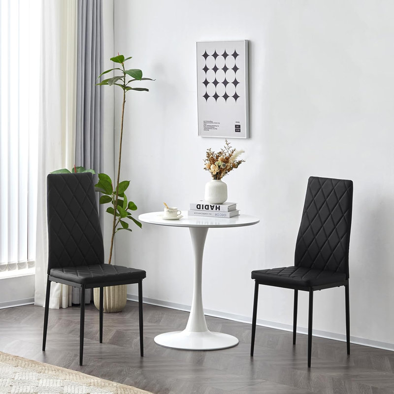 Nyamal 47cm H Upholstered Full Back Parsons Chair, Black