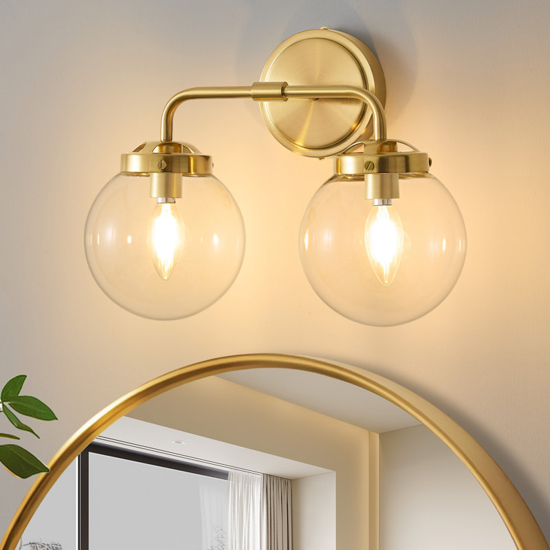 Airabelle Bathroom Vanity Lighting With Clear Shades Dimmable Bathroom Light Fixtures, Gold, 2