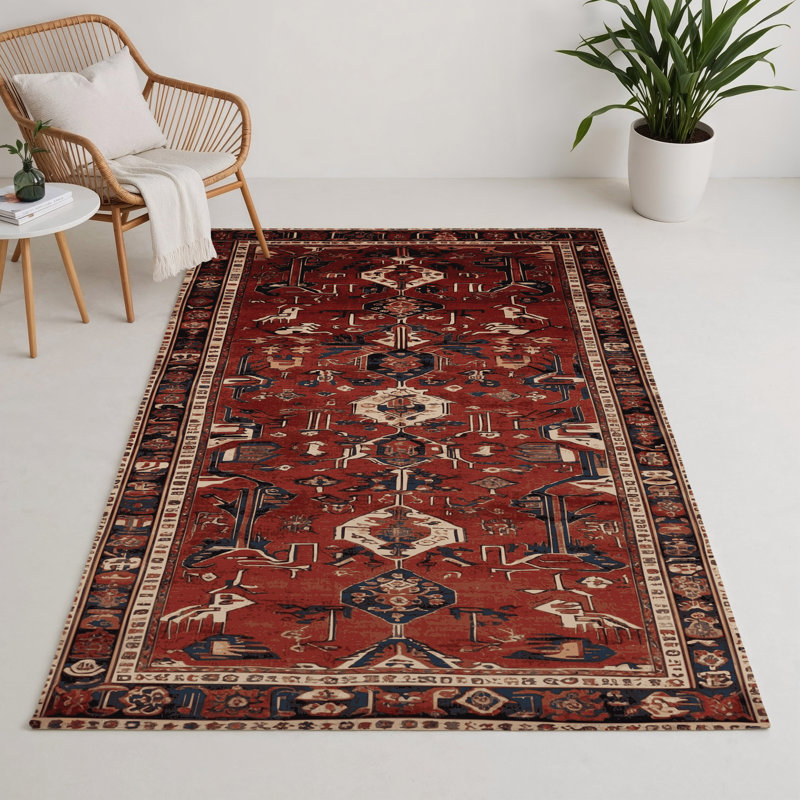 Persian Brown Indoor and Outdoor Area Rug, Rectangle 9' x 12'