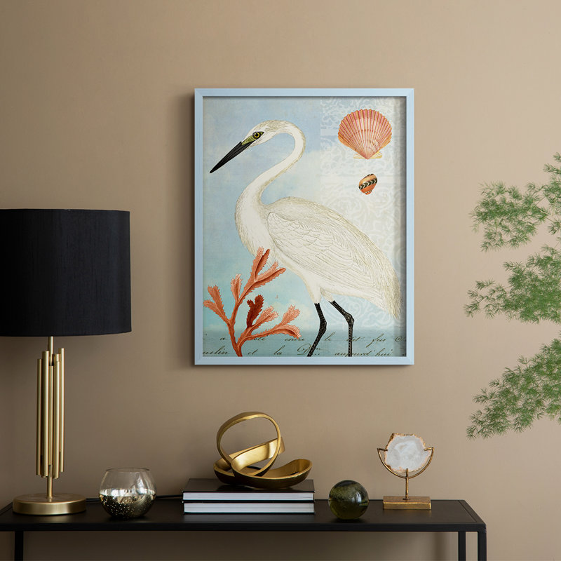 Blue Heron, reproduction encadrée - bois massif, H 21 po x l 17 po, Bleu